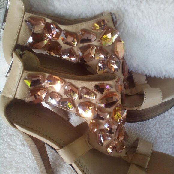 👜🕶Jean-Michel Cazabat Crystal Embellished Platform Heels Nude Size:7 - Picture 8 of 14